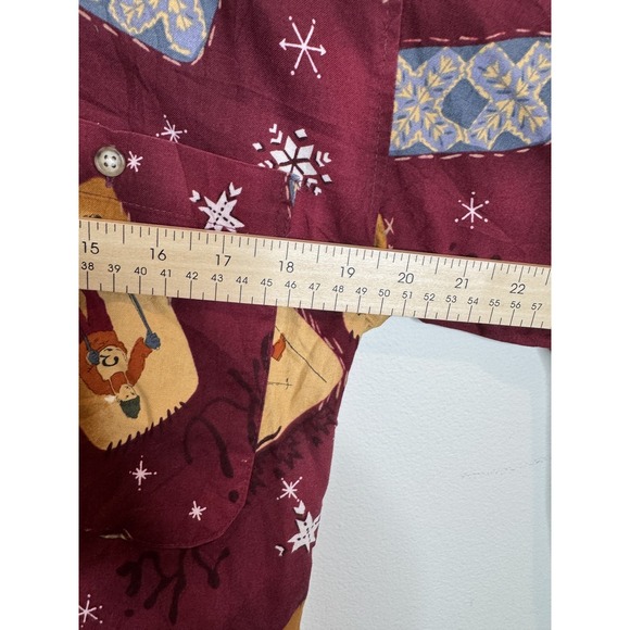 Vintage Johnny Cotton Shirt Mens Large‎ Skiing Print Winter Button Up 90s - Picture 3 of 5